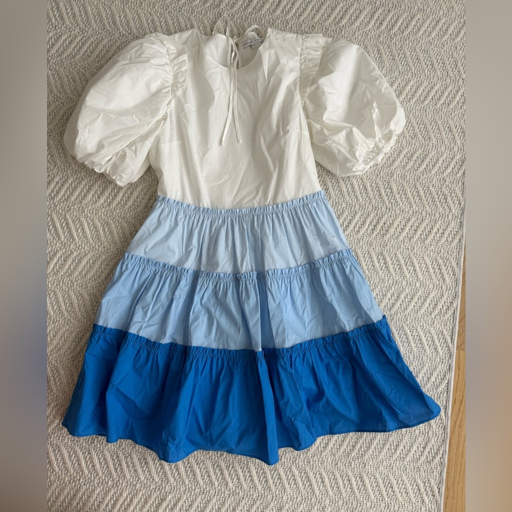 English Factory White and Blue Dress